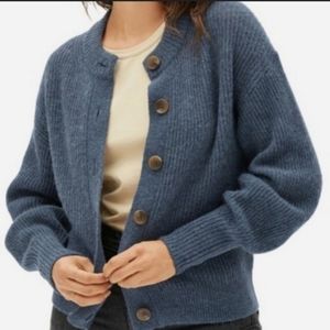 Everlane Alpaca Blue Cropped Cardigan